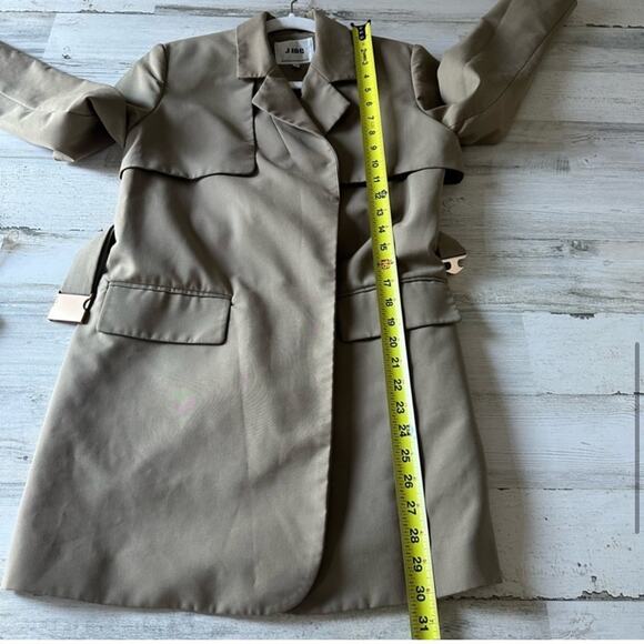 🍁 J. ING Contemporary Belted Blazer Jacket Trench Coat Relaxed Fit Tan XS - Picture 9 of 12